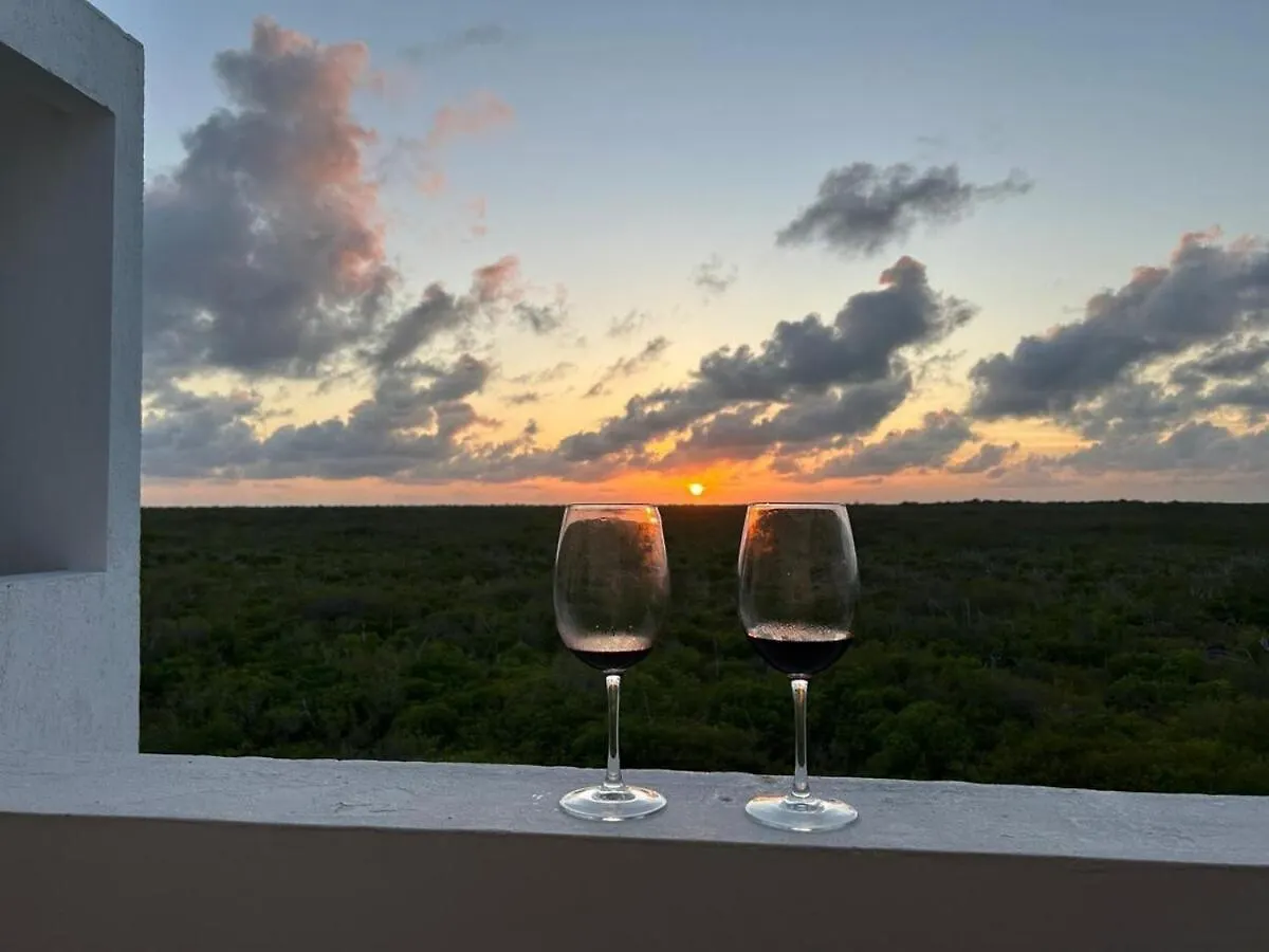 Mar Azul Y Amanecer Desde La Cama Appartement Mahahual